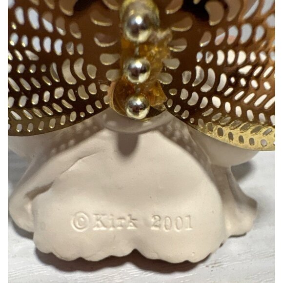 Kirk Angel Figurine Gold Wings Happy Birthday Cake Purple White Accents 2001 - Picture 5 of 8